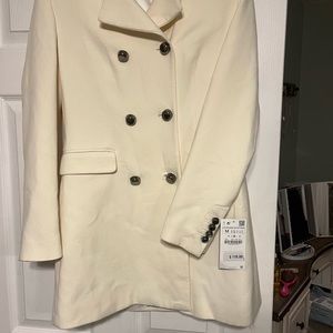 Zara Basics Ivory Medium Dress Coat